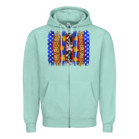 Seafoam American police brushstrokes Zipper Hoodie - Neo Western