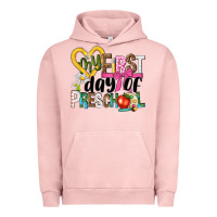 Pigment Salmon my first day of preschool Urban Hoodie - NancyCooperArtShop