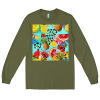 Army Green fruits tie dye seamless pattern Long Sleeve Tee - Zillion Design Studio