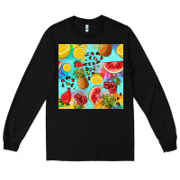 Black fruits tie dye seamless pattern Long Sleeve Tee - Zillion Design Studio