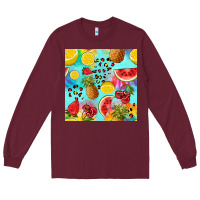 Burgundy fruits tie dye seamless pattern Long Sleeve Tee - Zillion Design Studio