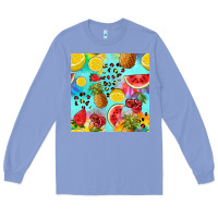 Colony Blue fruits tie dye seamless pattern Long Sleeve Tee - Zillion Design Studio