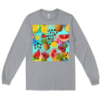 Heather Grey fruits tie dye seamless pattern Long Sleeve Tee - Zillion Design Studio