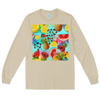 Mushroom fruits tie dye seamless pattern Long Sleeve Tee - Zillion Design Studio
