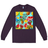 Plum fruits tie dye seamless pattern Long Sleeve Tee - Zillion Design Studio