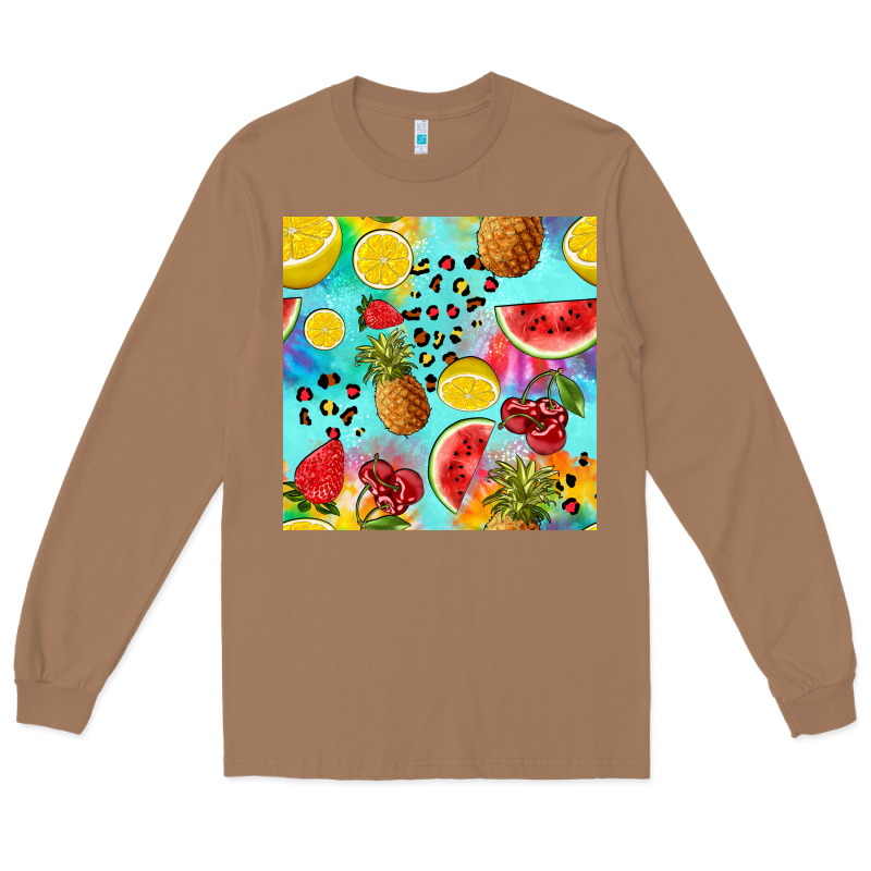 Fruits Tie Dye Seamless Pattern Long Sleeve Tee by Zillion Design Studio | Teevron