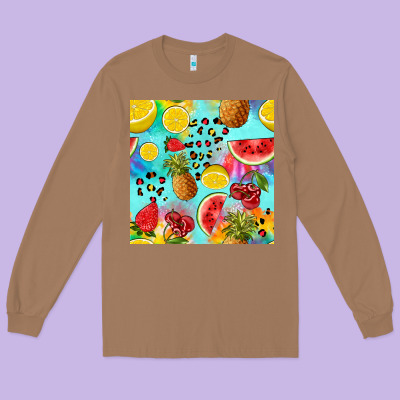 Fruits Tie Dye Seamless Pattern Long Sleeve Tee Designed By Zillion Design Studio