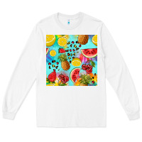 White fruits tie dye seamless pattern Long Sleeve Tee - Zillion Design Studio