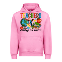 Fuchsia Pink teachers change the world Urban Hoodie - NancyCooperArtShop