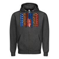 Charcoal Heather Back to blue brushstroke 4th of july Zipper Hoodie - CowGirlArtShop