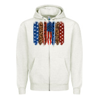 Oatmeal Heather Back to blue brushstroke 4th of july Zipper Hoodie - CowGirlArtShop