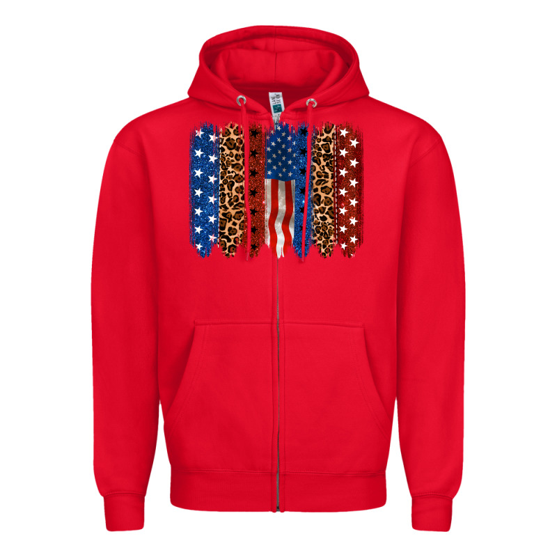 Back To Blue Brushstroke 4th Of July Zipper Hoodie by CowGirlArtShop | Teevron