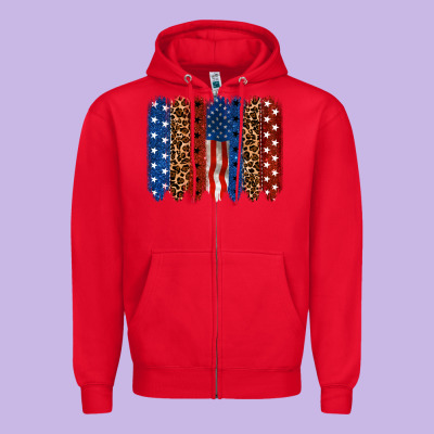 Back To Blue Brushstroke 4th Of July Zipper Hoodie Designed By Cowgirlartshop