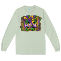 Matcha mardi gras mask with leopard background Long Sleeve Tee - RanaPortraitStore