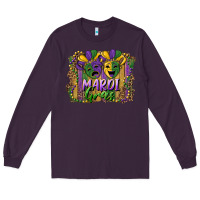 Plum mardi gras mask with leopard background Long Sleeve Tee - RanaPortraitStore