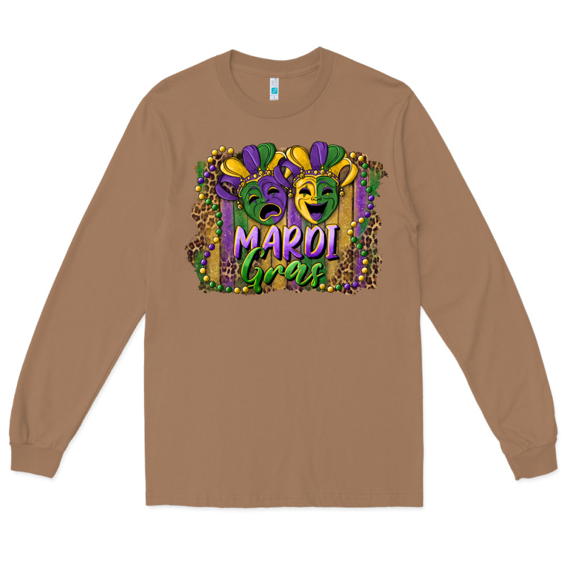 Mardi Gras Mask With Leopard Background Long Sleeve Tee by RanaPortraitStore | Teevron