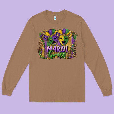 Mardi Gras Mask With Leopard Background Long Sleeve Tee Designed By Ranaportraitstore