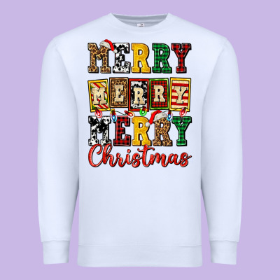 Merry Merry Merry Christmas Ado Premium Sweatshirt Designed By Adodesignshop