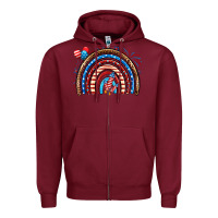 Burgundy American rainbow Zipper Hoodie - Neo Western