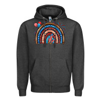 Charcoal Heather American rainbow Zipper Hoodie - Neo Western