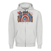 Dove Grey American rainbow Zipper Hoodie - Neo Western