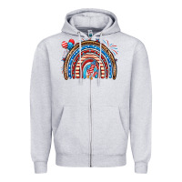 Heather Grey American rainbow Zipper Hoodie - Neo Western