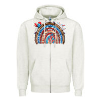 Oatmeal Heather American rainbow Zipper Hoodie - Neo Western