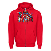 Red American rainbow Zipper Hoodie - Neo Western