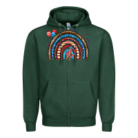 Sports Green American rainbow Zipper Hoodie - Neo Western