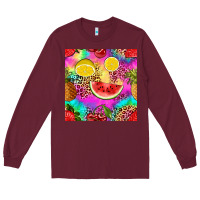 Burgundy fruits leopard tie dye seamless pattern Long Sleeve Tee - Zillion Design Studio
