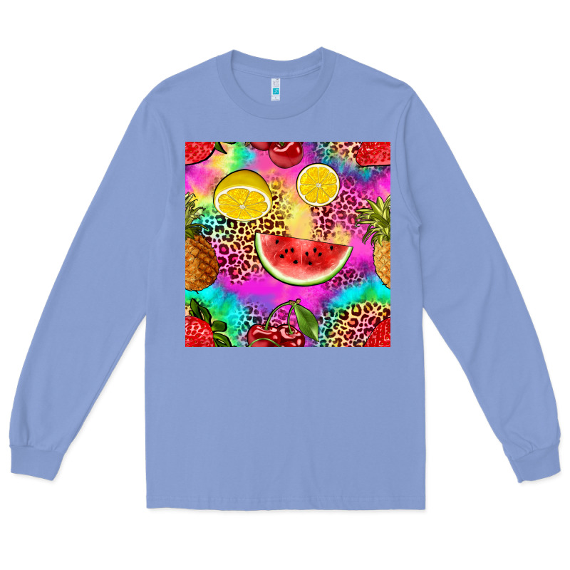 Fruits Leopard Tie Dye Seamless Pattern Long Sleeve Tee by Zillion Design Studio | Teevron