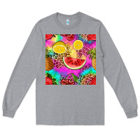 Heather Grey fruits leopard tie dye seamless pattern Long Sleeve Tee - Zillion Design Studio