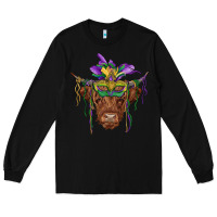 Black mardi gras mask highland cow Long Sleeve Tee - RanaPortraitStore