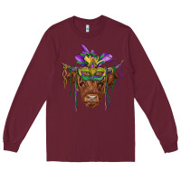 Burgundy mardi gras mask highland cow Long Sleeve Tee - RanaPortraitStore