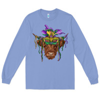 Colony Blue mardi gras mask highland cow Long Sleeve Tee - RanaPortraitStore