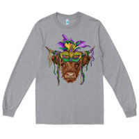 Heather Grey mardi gras mask highland cow Long Sleeve Tee - RanaPortraitStore