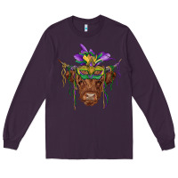 Plum mardi gras mask highland cow Long Sleeve Tee - RanaPortraitStore