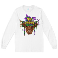 White mardi gras mask highland cow Long Sleeve Tee - RanaPortraitStore