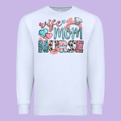 Wife Mom Nurse Premium Sweatshirt Designed By Bundleandbundleshop