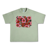 Oil Green valentines day sunflowers leopard cowhide backgrou Urban Heavy Tee - RanaPortraitStore
