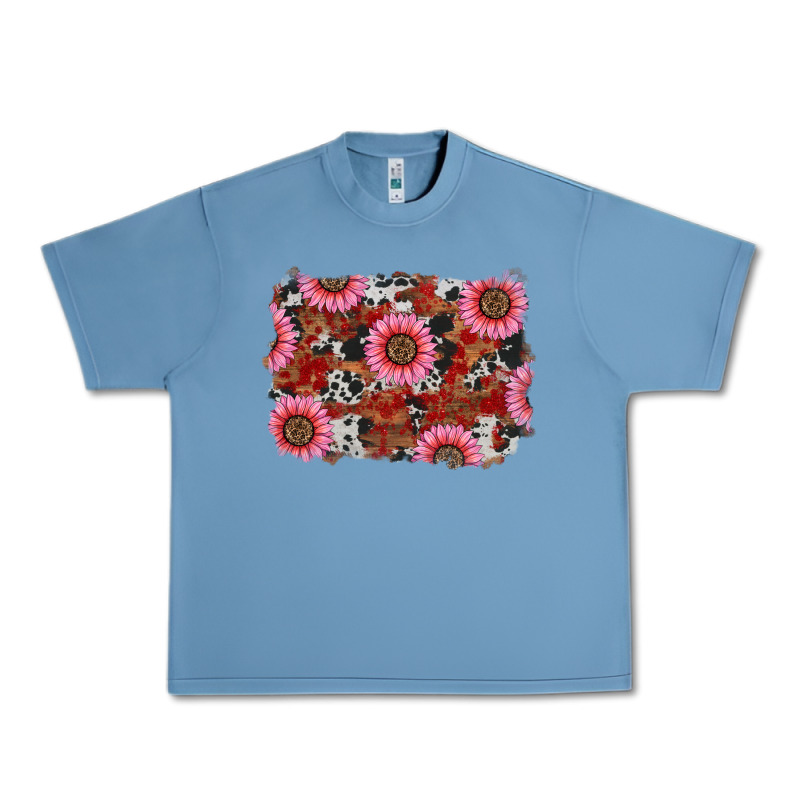 Valentines Day Sunflowers Leopard Cowhide Backgrou Urban Heavy Tee by RanaPortraitStore | Teevron