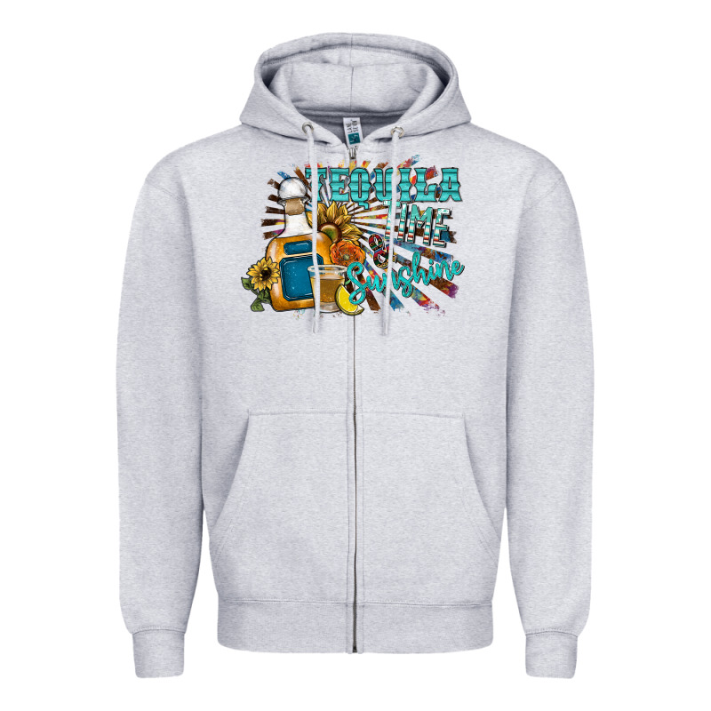 Tequila Time & Sunshine Zipper Hoodie by SublimationCraftShop | Teevron