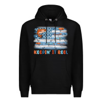 Black fishing lure flag keepin' it reel Premium Hoodie - MaliasSmallBusiness