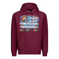 Burgundy fishing lure flag keepin' it reel Premium Hoodie - MaliasSmallBusiness