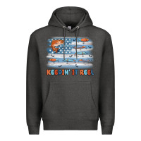 Charcoal Heather fishing lure flag keepin' it reel Premium Hoodie - MaliasSmallBusiness