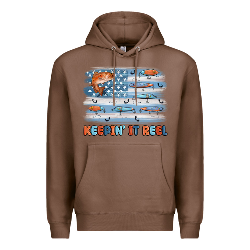 Fishing Lure Flag Keepin' It Reel Premium Hoodie by MaliasSmallBusiness | Teevron