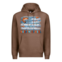 Chestnut fishing lure flag keepin' it reel Premium Hoodie - MaliasSmallBusiness