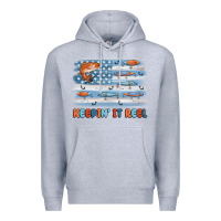 Heather Grey fishing lure flag keepin' it reel Premium Hoodie - MaliasSmallBusiness