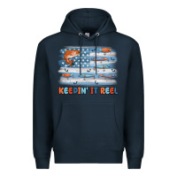 Navy fishing lure flag keepin' it reel Premium Hoodie - MaliasSmallBusiness