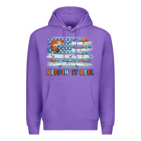 Purple fishing lure flag keepin' it reel Premium Hoodie - MaliasSmallBusiness
